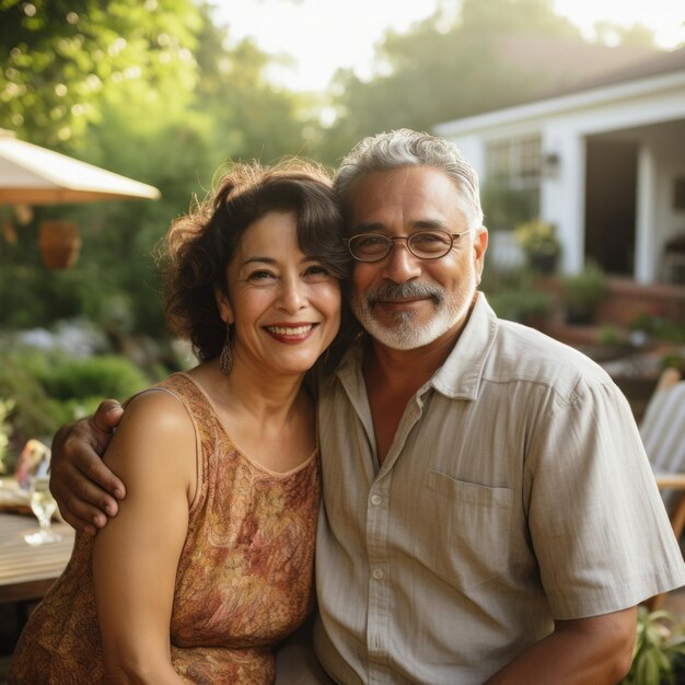 Lively Hispanic MiddleAged Couple in Casual Attire