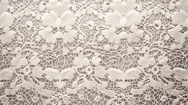 Photo lively lace fabric with decorative relief and vibrant butterflies