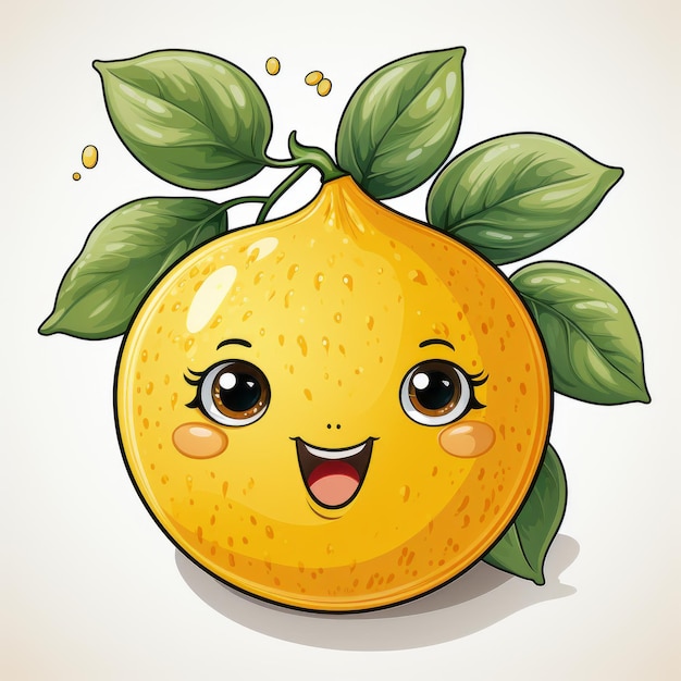 Lively Lemon Emoji Sticker Pops on White Background