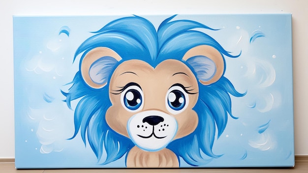 Lively Lion Playful HandPainted Lion on Canvas