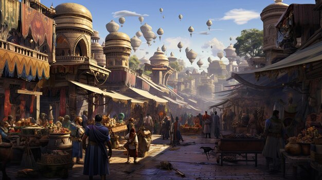 Lively marketplace remote bazaar exotic cultural gems vibrant diverse treasures authentic bustling stalls Generated by AI