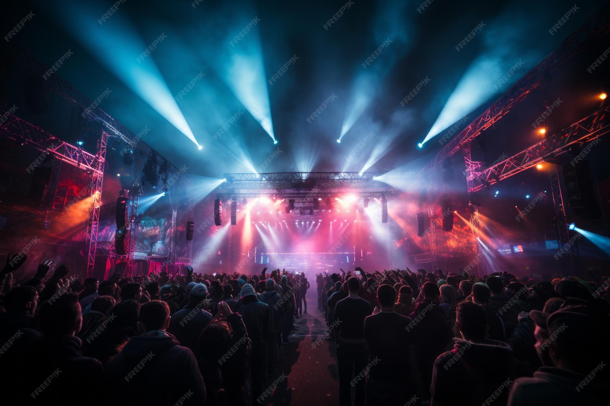 Premium AI Image Lively Music Festival With Colorful Stage Lights premium-ai-image-lively-music-festival-with-colorful-stage-lights
