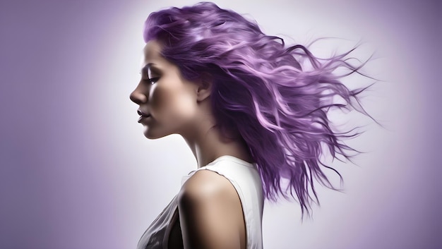 Lively purple hair on a white background exposure awardwinning photograph