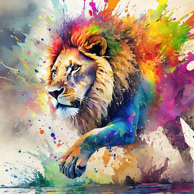 Lively running lion