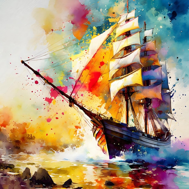 Lively sailing ship