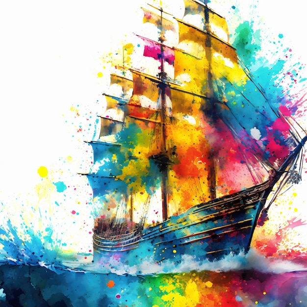 Lively sailing ship