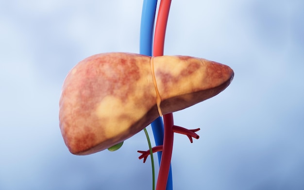 Photo liver organ with fatty liver state 3d rendering 3d illustration