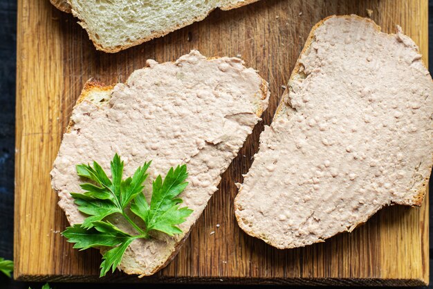 liver pate chicken appetizer meat sandwich fresh portion