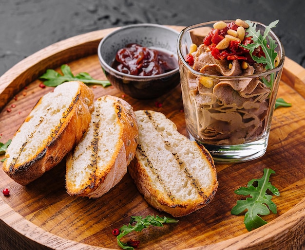 Liver pate with onion marmalade jam confiture