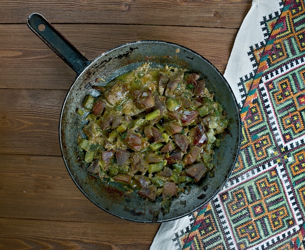 Liver Russian style with steamed turnip