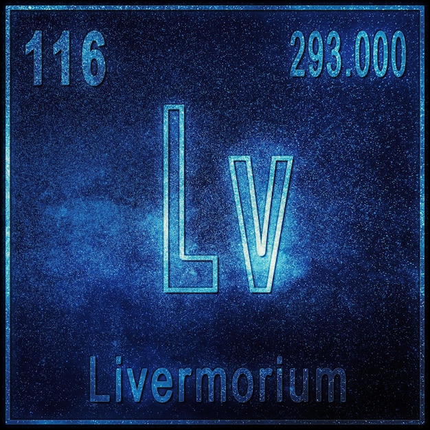 Livermorium chemical element, Sign with atomic number and atomic weight, Periodic Table Element