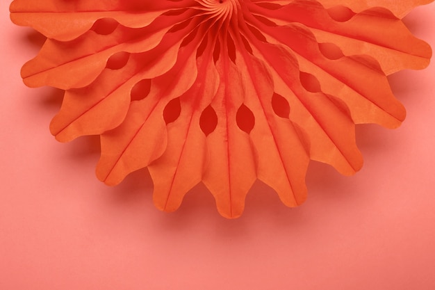 Living coral background and party holiday paper round decor.