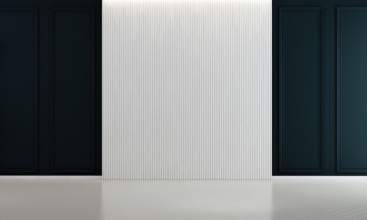 Living decor interieur en witte en blauwe lege muur textuur achtergrond