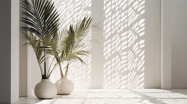 生きている植物のオフィス デザインの装飾やバナーのアイデア、AI が生成したスカンジナビア スタイル
