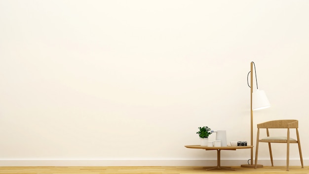 Photo living room or cafe clean design - 3d rendering