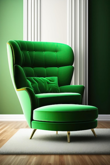 緑の背景に分離されたリビング ルームの椅子