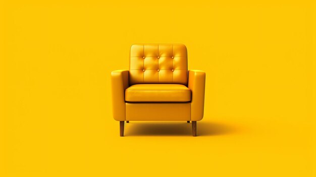 Living room chair isolated on yellow background