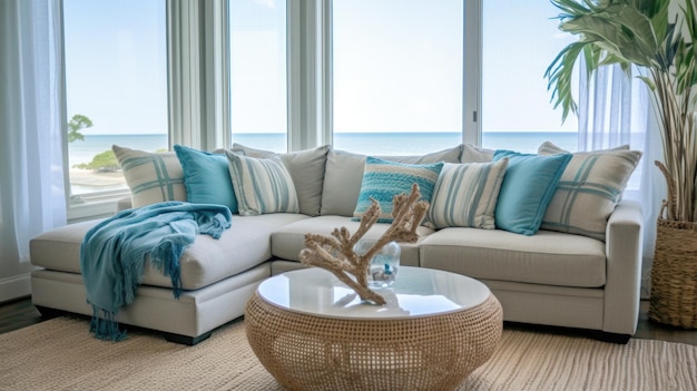 Photo living room decor home interior design coastal modern style