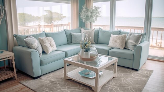 Living room decor home interior design Coastal Modern style