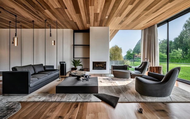 Living room decorated with minimalist furniture