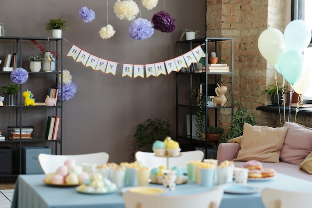 Premium Photo | Living room decorating for birthday party