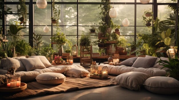 A Living Room Filled With Abundant Greenery