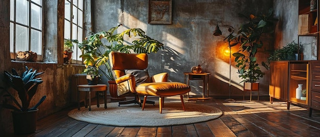 a living room filled with furniture and plants