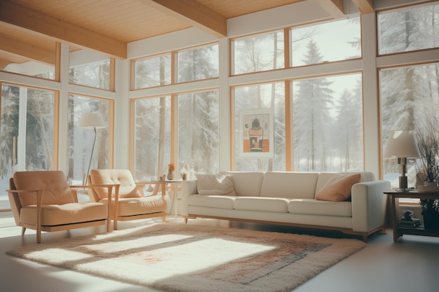 Photo living room finland cottage style indoor room