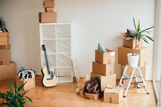 Photo living room in a house on moving day