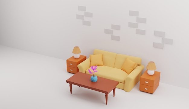 Photo living room illustration 3d design