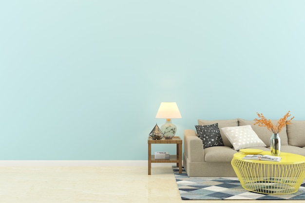 living room interior blue wall house floor template background