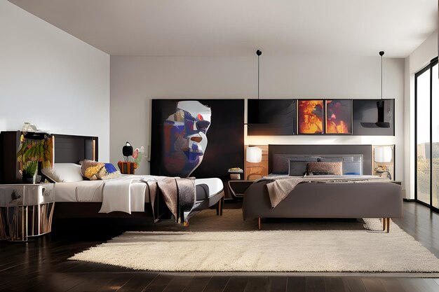 Foto progettazione degli interni del soggiorno creando uno spazio per il rilassamento e la connessione