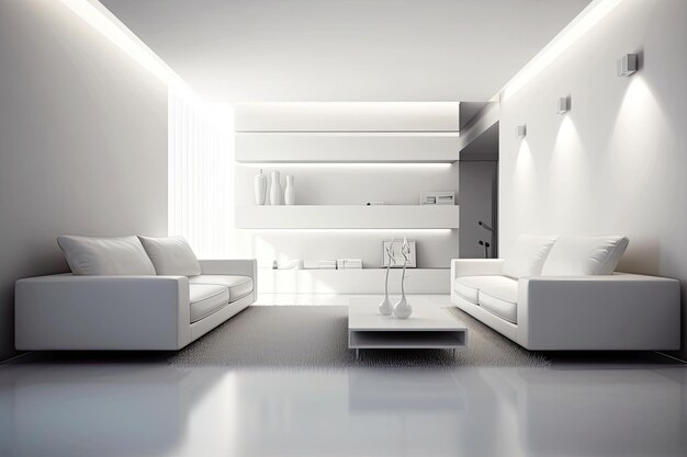 Photo living room interior design with a large blank wall