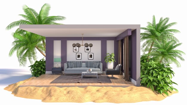 Living room interior illustration in a box