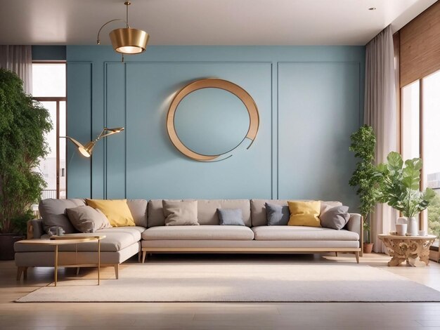 Living room interior wall have sofa and decoration