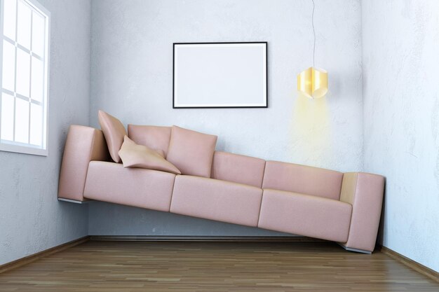 Photo living room interior wall mockup