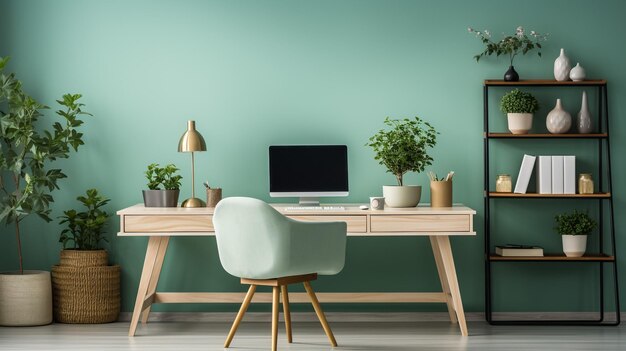 Living room interior with comfortable mint couch