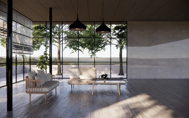 LIVING ROOM INTERIOR WITH WHITE FURNITURE