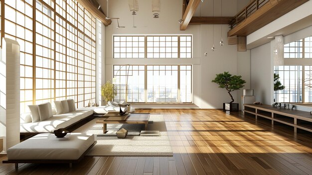 living room japan style interior design Modern living room corner with table Ai Generative