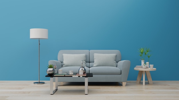 Living room & luxury interior wall for classic blue color trend 2020.