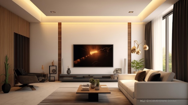 living room Minimalist style interior design of modern living room with tv