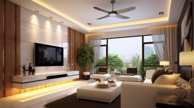 living room Minimalist style interior design of modern living room with tv