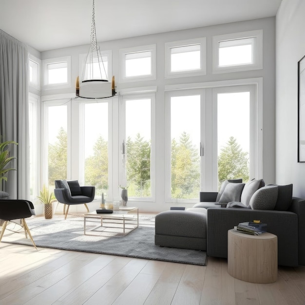 Living room scandinavian interior Generative AI