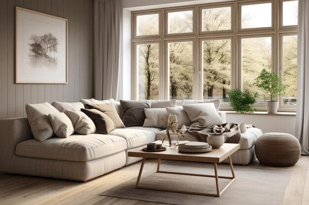 Living room in Scandinavian style ai generated