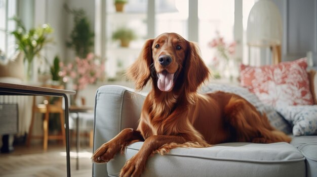 Living room tranquility complements a dogs relaxation a result of pet maintenance