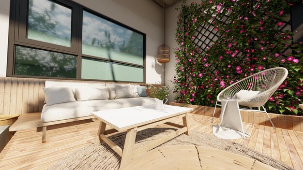 Premium Photo | Living room with a balcony