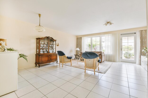 Living room with bookshelves and sofa