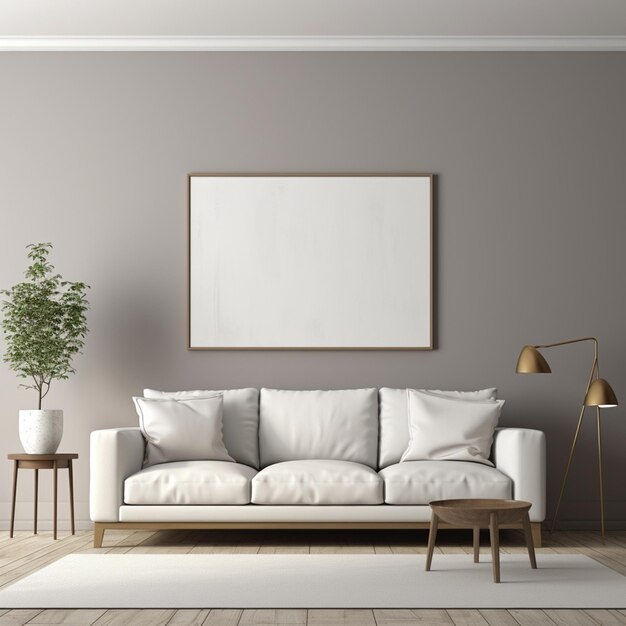 living room with canvas mockup