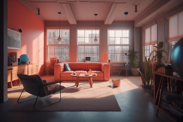 A living room with a couch and a coffee table in front of a window.