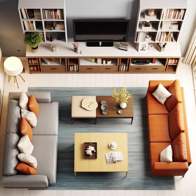 a living room with a couch, coffee table, and a tv.